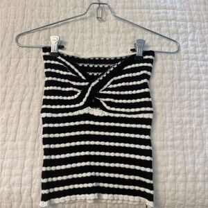 Black and White Striped Women's Top